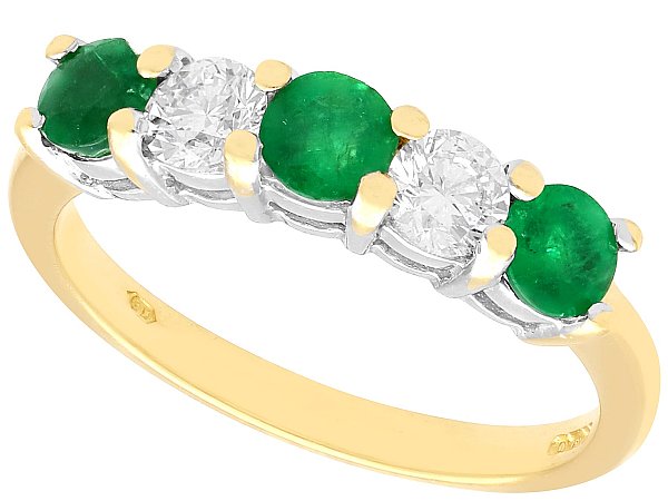 Five Stone Emerald and Diamond Ring