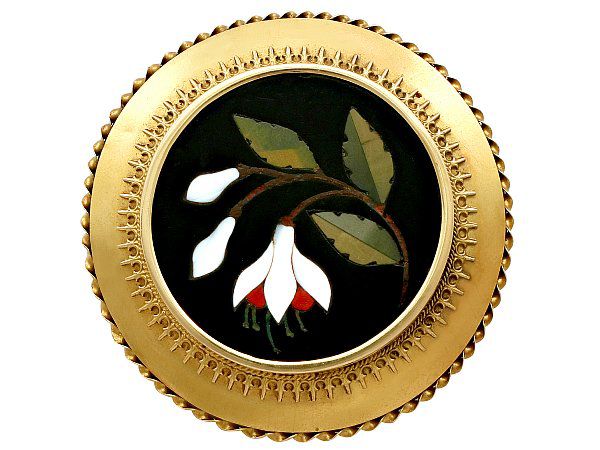 Victorian Pietra Dura Brooch
