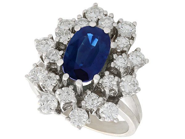 Vintage Sapphire and Diamond Cluster Ring