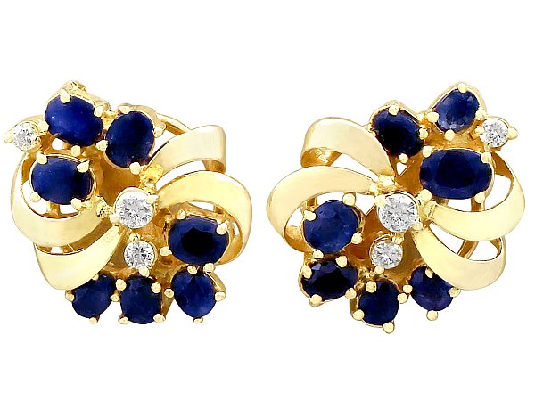 gold sapphire diamond earrings