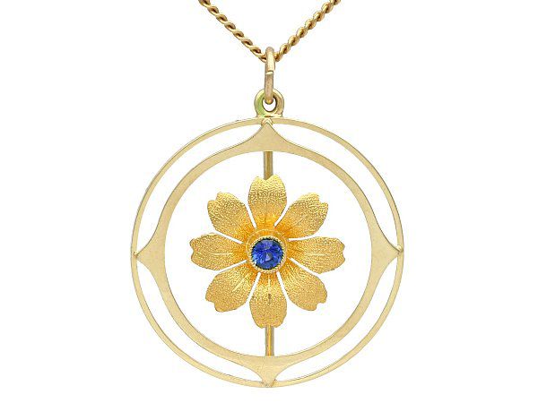 Antique Floral Sapphire Pendant 
