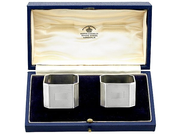 Boxed Antique English Silver Napkin Rings