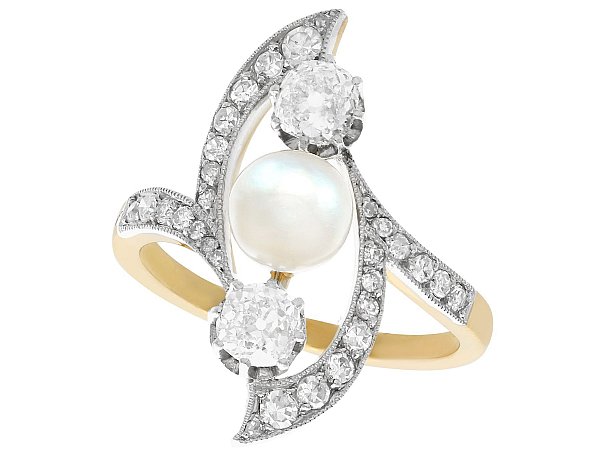 Art Nouveau Pearl and Diamond Ring 