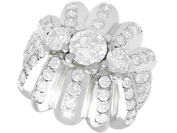 Large Diamond Cocktail Ring in Platinum