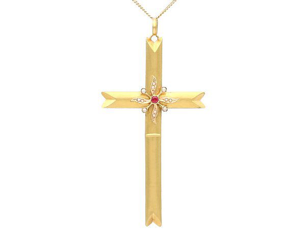 Antique Gold Cross Pendant 