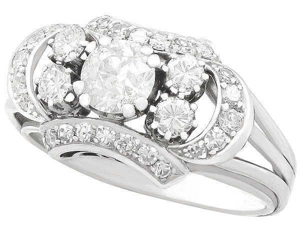 1950s White Gold and Diamond Ring