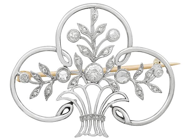 platinum diamond floral brooch