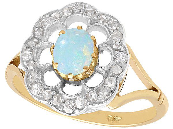 Antique Opal & Diamond Cluster Ring 