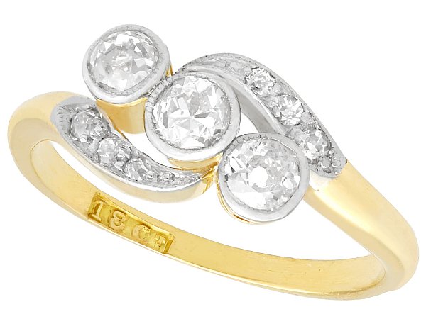 Three Stone Diamond Twist Ring