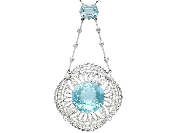 1920s Aquamarine and Diamond Pendant