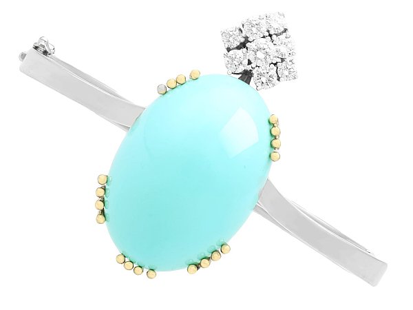 Vintage Turquoise Bangle with Diamonds
