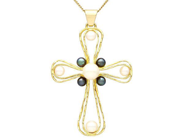 Pearl Cross Pendant Necklace