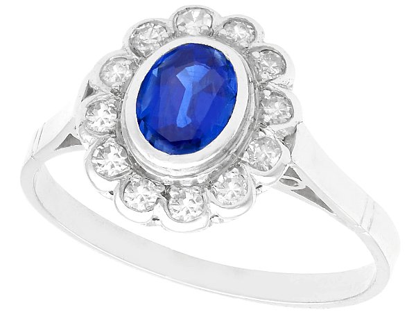 Oval Blue Sapphire and Diamond Ring