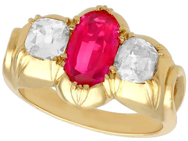 Victorian Oval Ruby and Diamond Ring