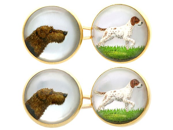 Dog Cufflinks in Yellow Gold