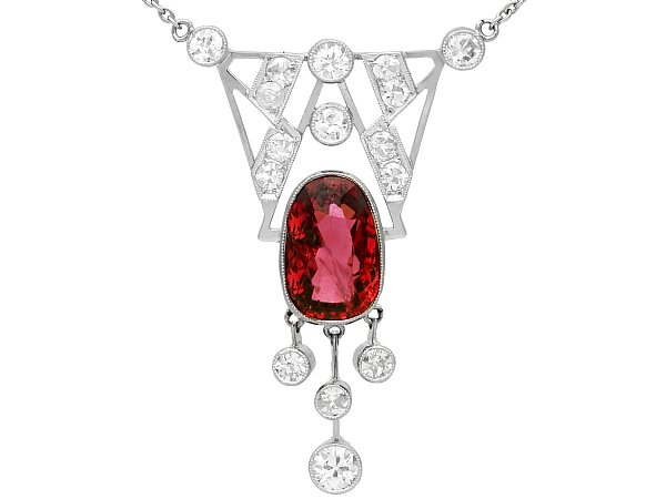 Art Deco Garnet and Diamond Pendant Necklace