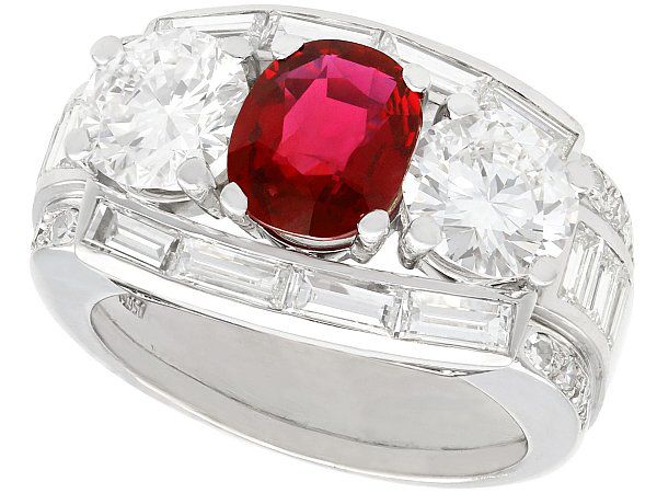 Certified Ruby Ring with Diamonds 