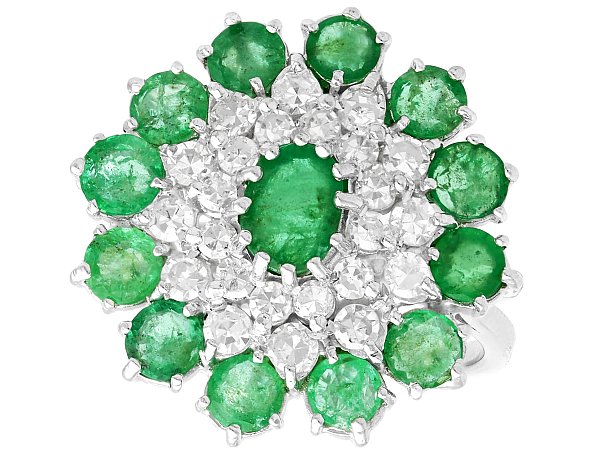 Large Emerald and Diamond Cocktail Ring 