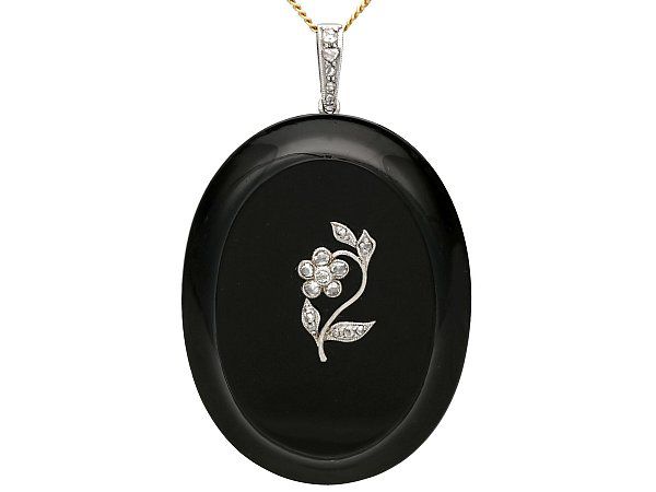 Black Onyx and Diamond Pendant Locket