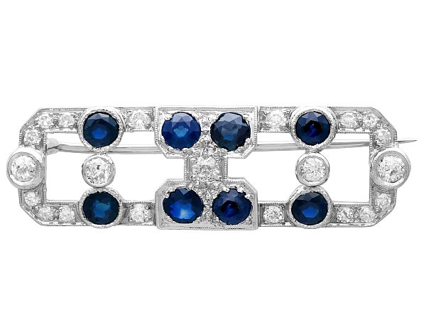 Antique White Gold Sapphire Brooch