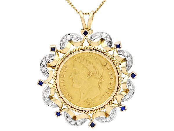French Coin Pendant Necklace
