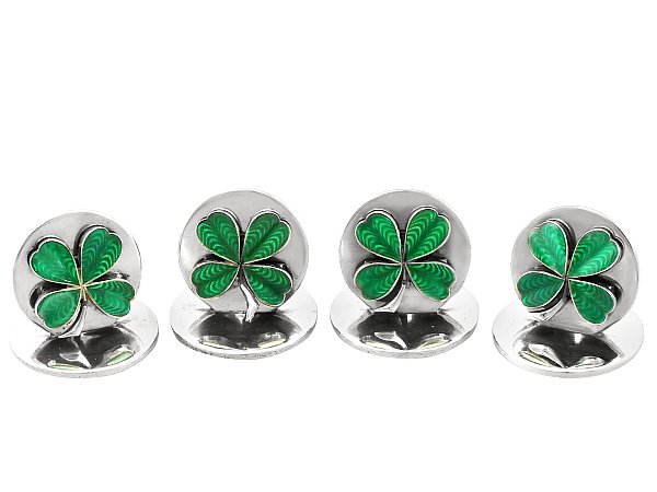 Enamel and Silver Menu Holders