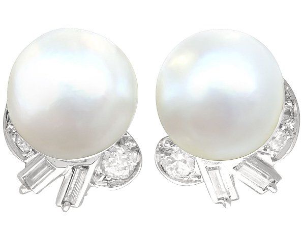 Cultured Pearl and Diamond Earrings