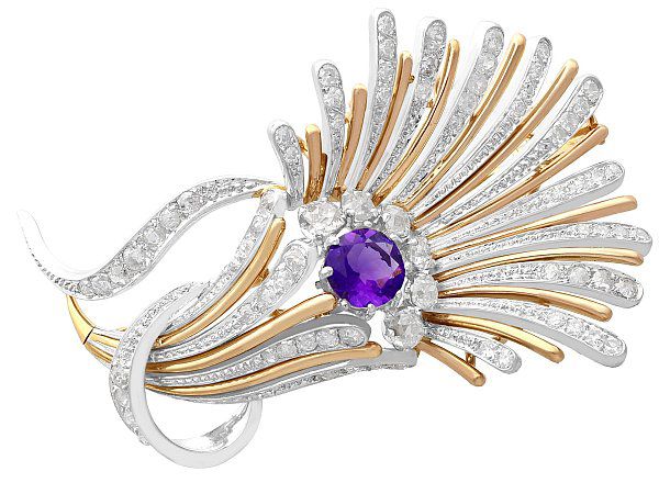 Vintage Amethyst Brooch Art Deco