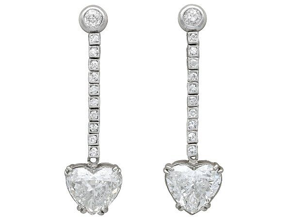 Vintage Heart Shaped Diamond Drop Earrings