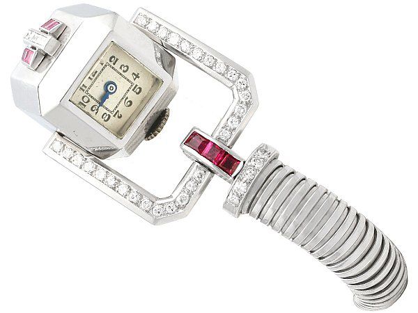 Unusual Art Deco Watch Ladies White Gold