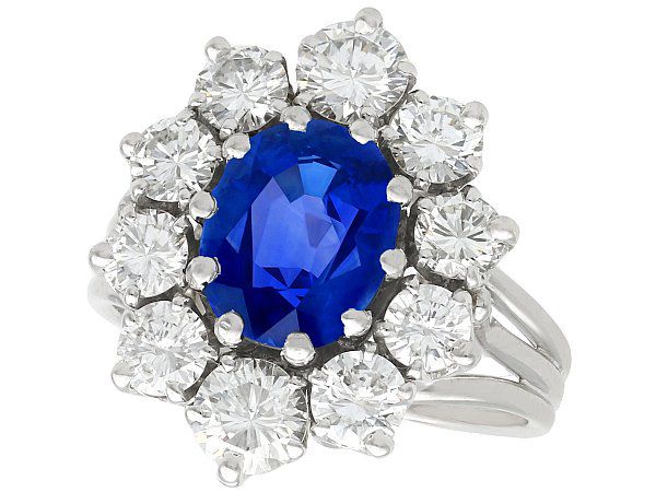 Oval Cut Blue Sapphire and Diamond Ring