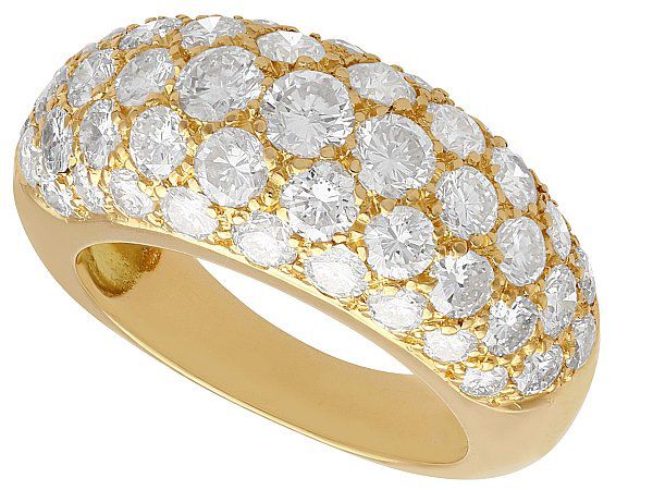 multi row diamond ring yellow gold