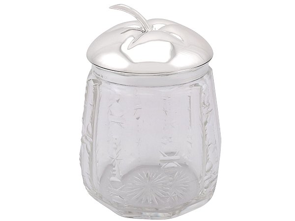 Antique Glass Jar with Silver Lid