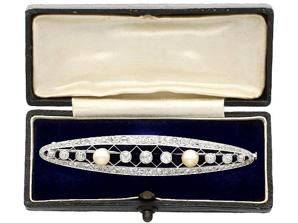 Antique Natural Pearl and Diamond Brooch