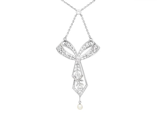 Single Pearl and Diamond Necklace