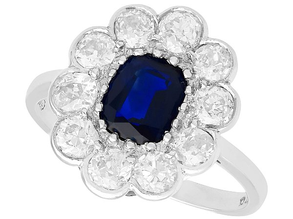 Cushion Cut Sapphire and Diamond Ring