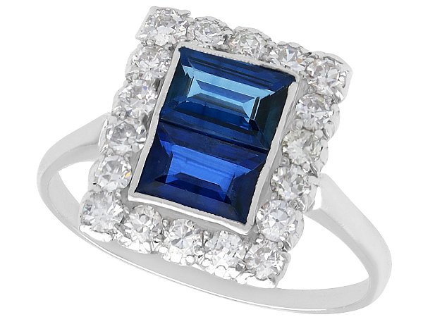 Oblong Cut Sapphire Ring in Platinum
