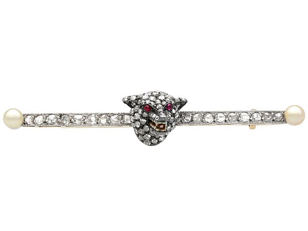 Antique Diamond Fox Brooch Pin