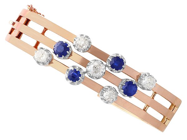 Sapphire and Diamond Rose Gold Bangle