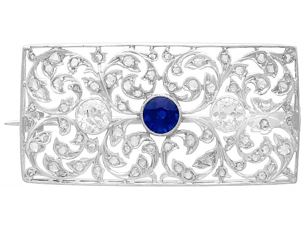 Antique Sapphire and Diamond Brooch