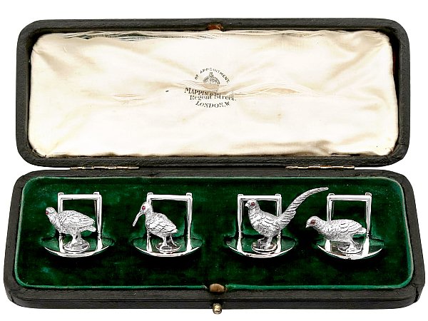Antique Silver Menu Holders