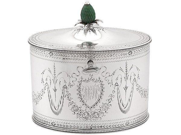 Antique Silver Tea Caddy with Lock 
