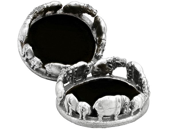 Silver Wine Coasters Animal Theme