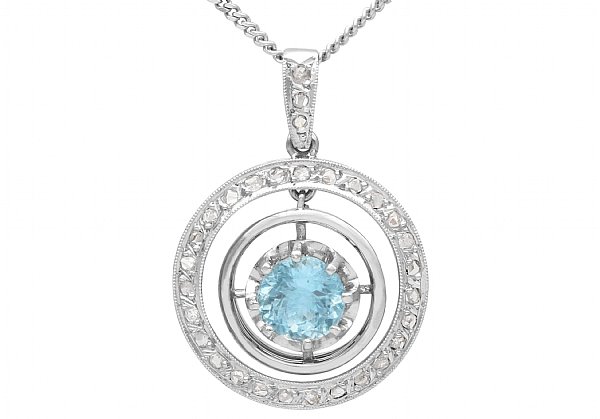 1920s Aquamarine and Diamond Pendant