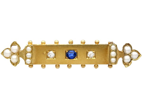 Victorian Gold and Gemstone Bar Brooch