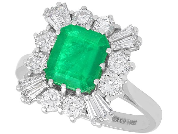Emerald Cluster with Baguette Diamonds 