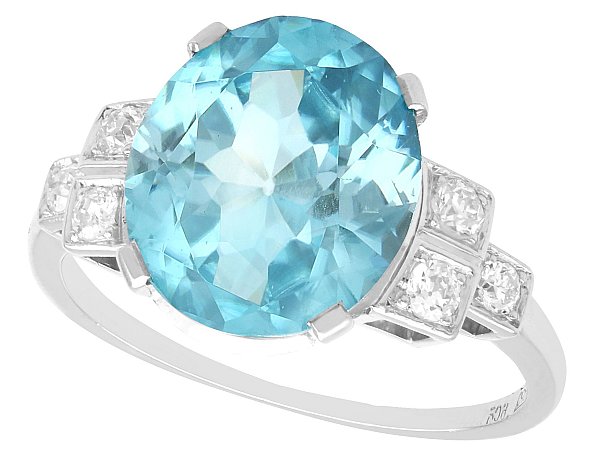 Zircon and Diamond Ring in Platinum