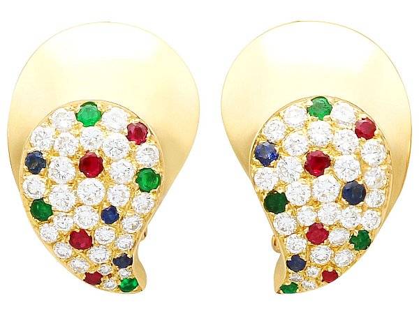 French Gemstone Earrings Gold