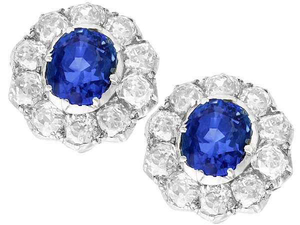 Sapphire and Diamond Cluster Earrings