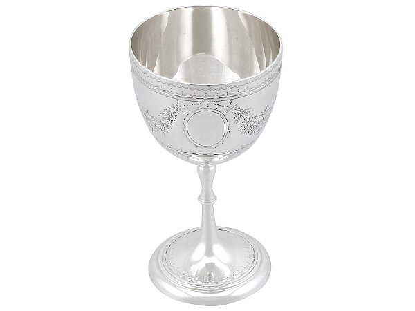Bright Cut Engraved Silver Goblet 